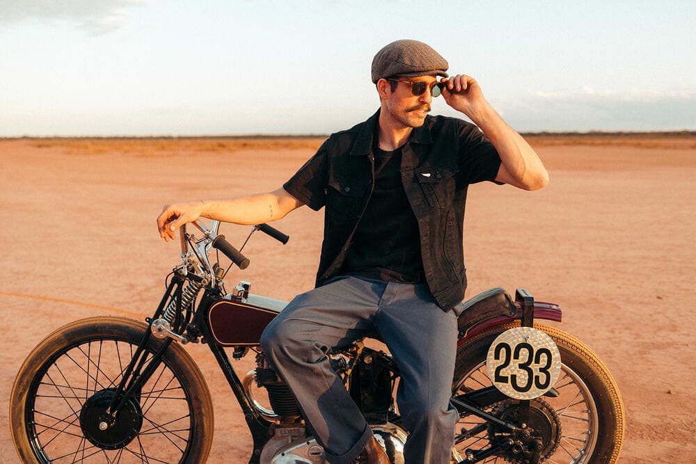 riding motorbike on desert