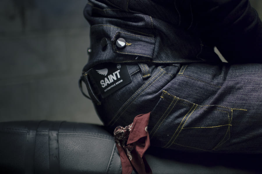 closeup of SA1NT Unbreakable jeans