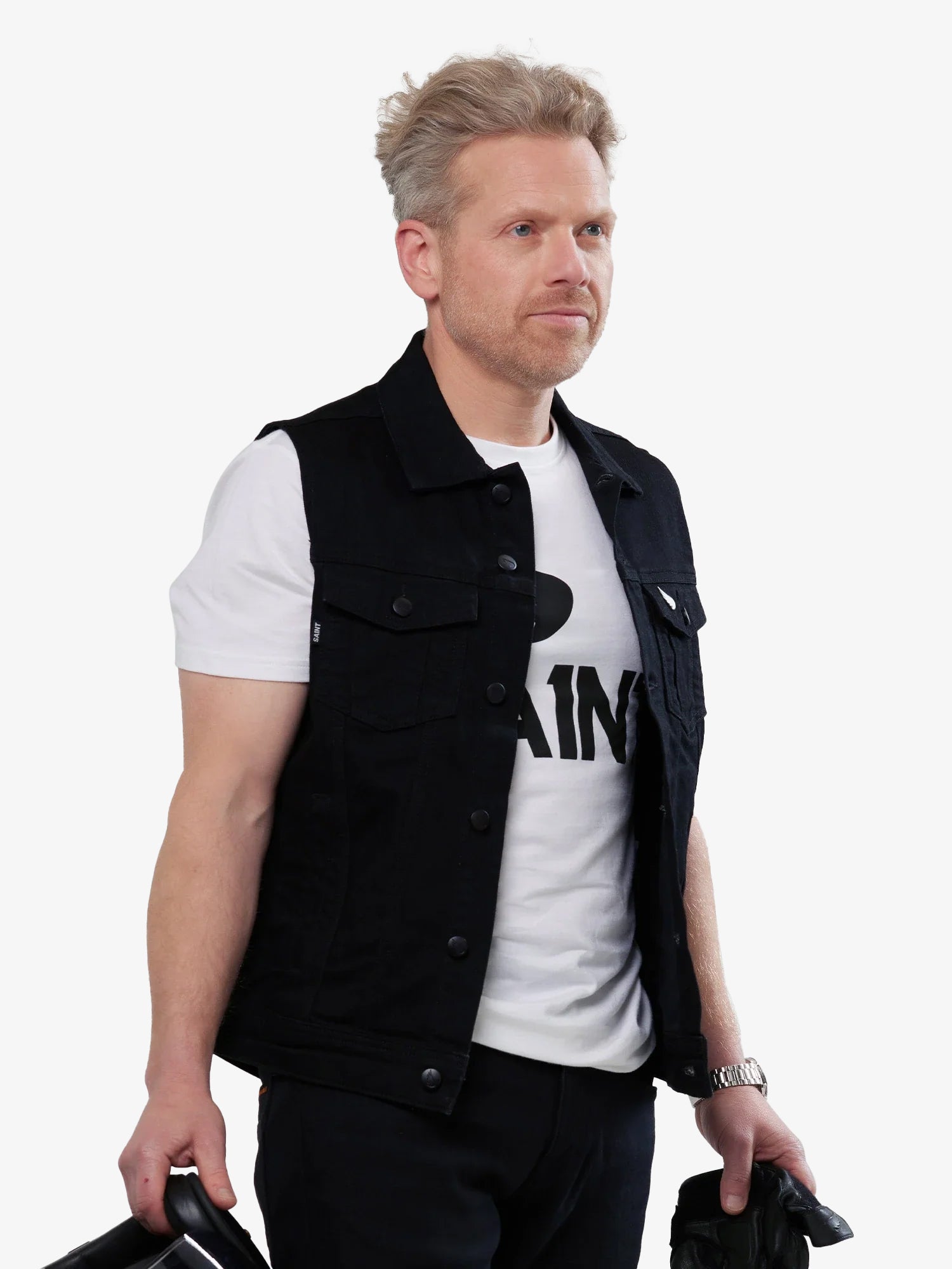 Moto Denim Vest | Black | Dyneema | SA1NT – SA1NT MOTO AU